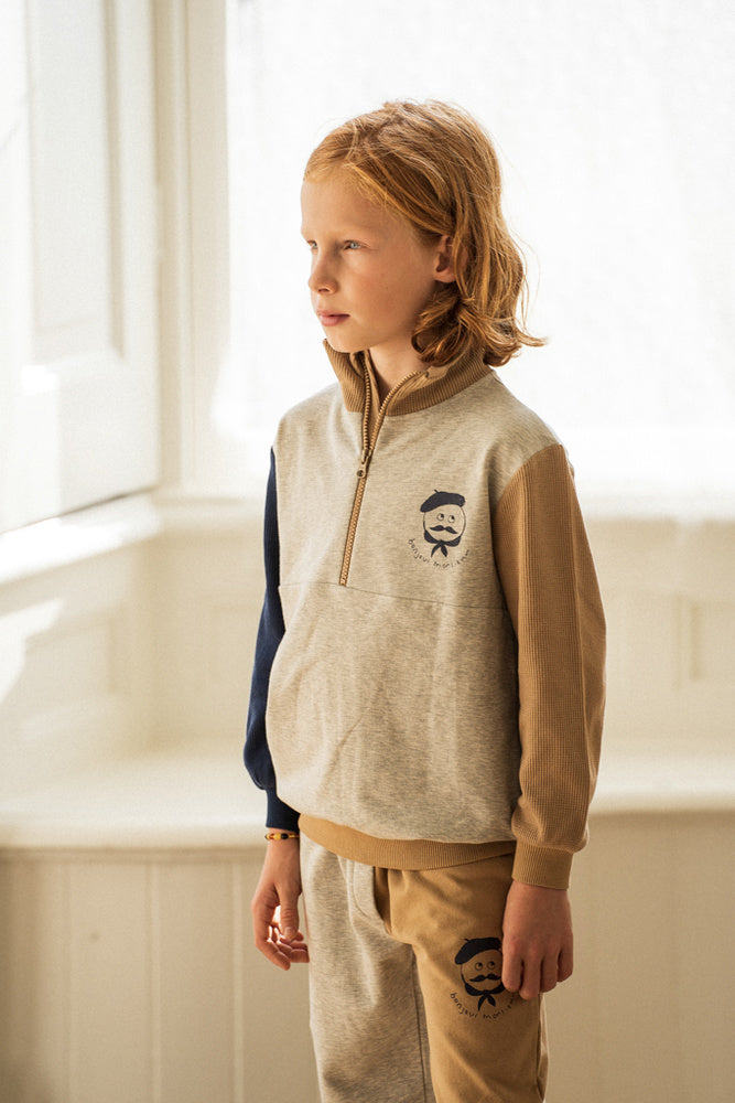 HOUSE OF BLUSE 半袖 ジップアップ ラグランスウェット A'GEM/9 × .kom『LARTIGENT/ラーティゼン』LK CORDUROY HALF ZIP