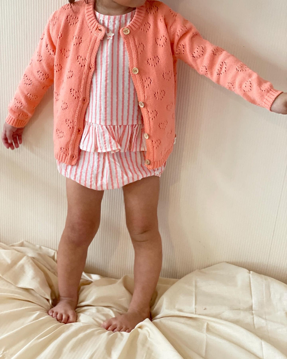 Tocoto Vintage】HEARTS OPENWORK KNIT JACKET (ピンク