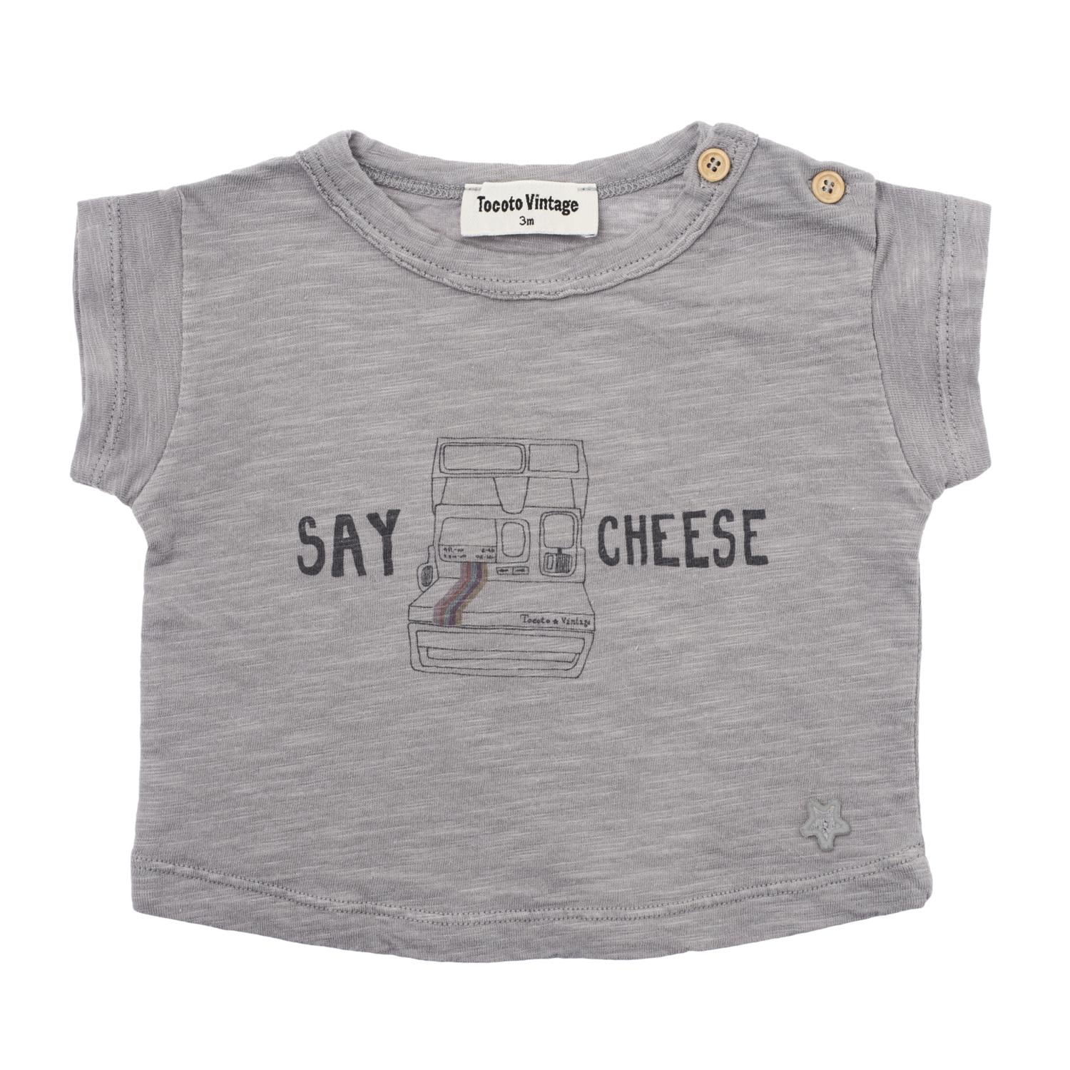 "SAY CHEESE" T-SHIRT  for baby (グレー)