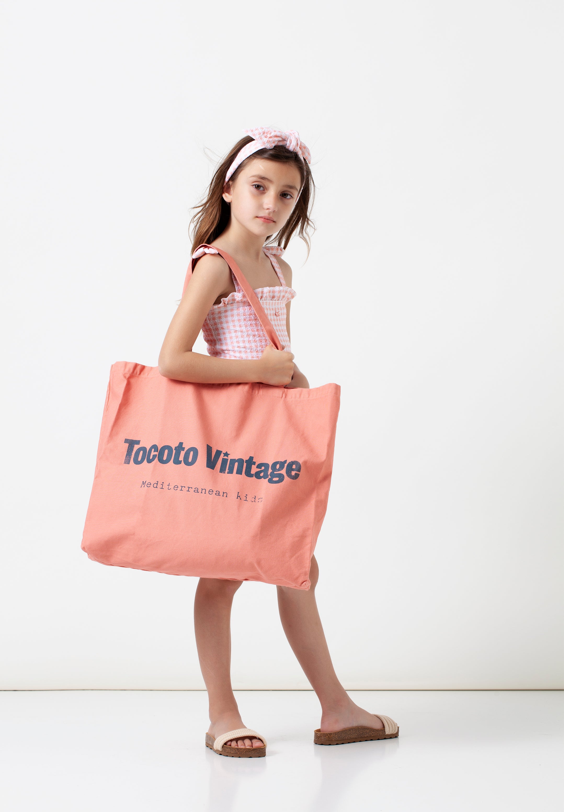 Tocoto Vintage】Swimsuit（水着） チェック柄 - Pink ~totoshushu~