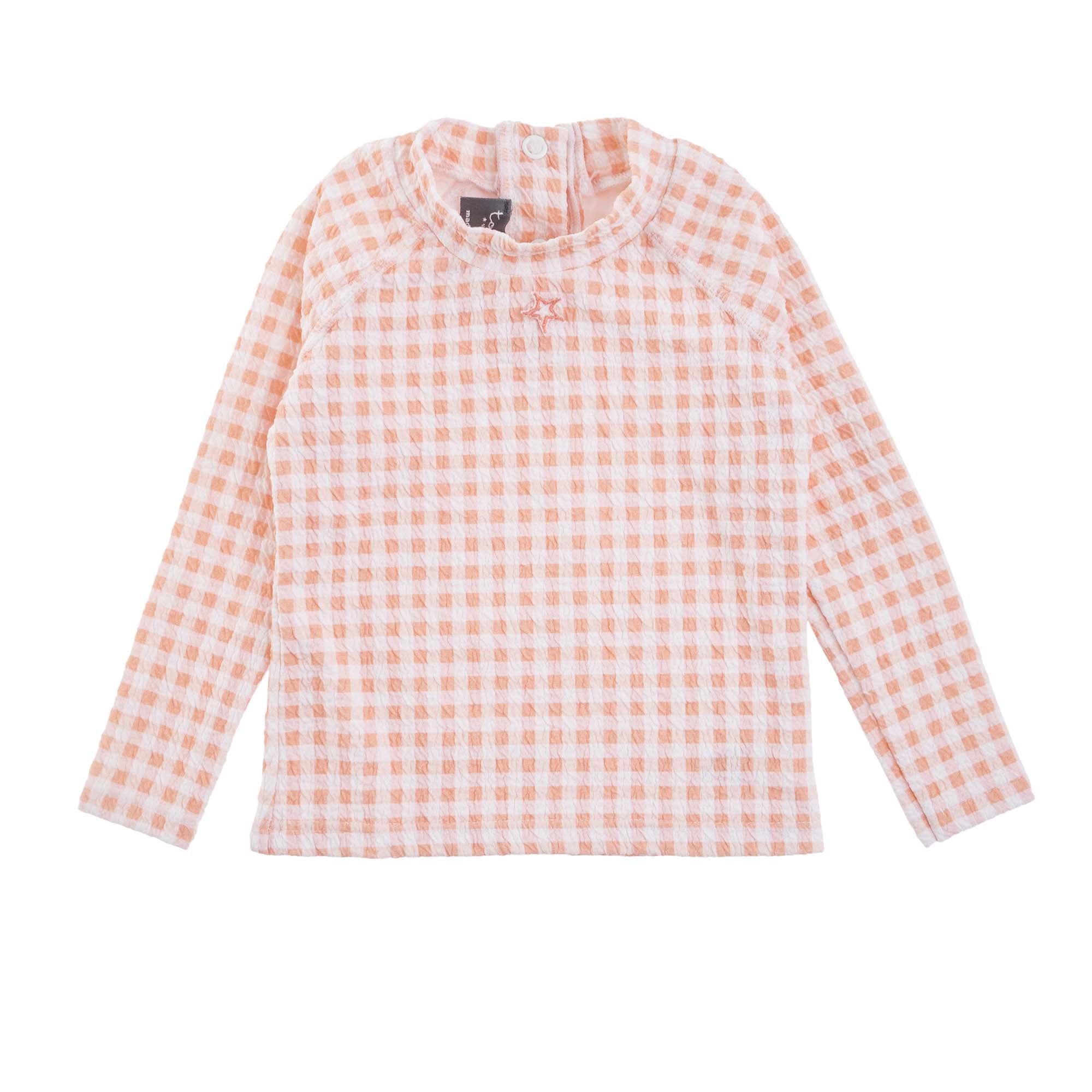 Checked Long Sleeves Rush Guard - 長袖ラッシュガード - Pink