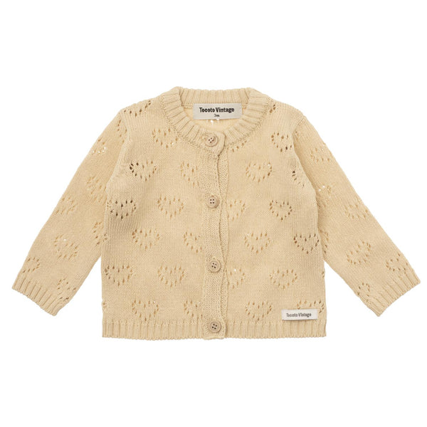Tocoto Vintage】HEARTS OPENWORK KNIT JACKET (イエロー) ~totoshushu~