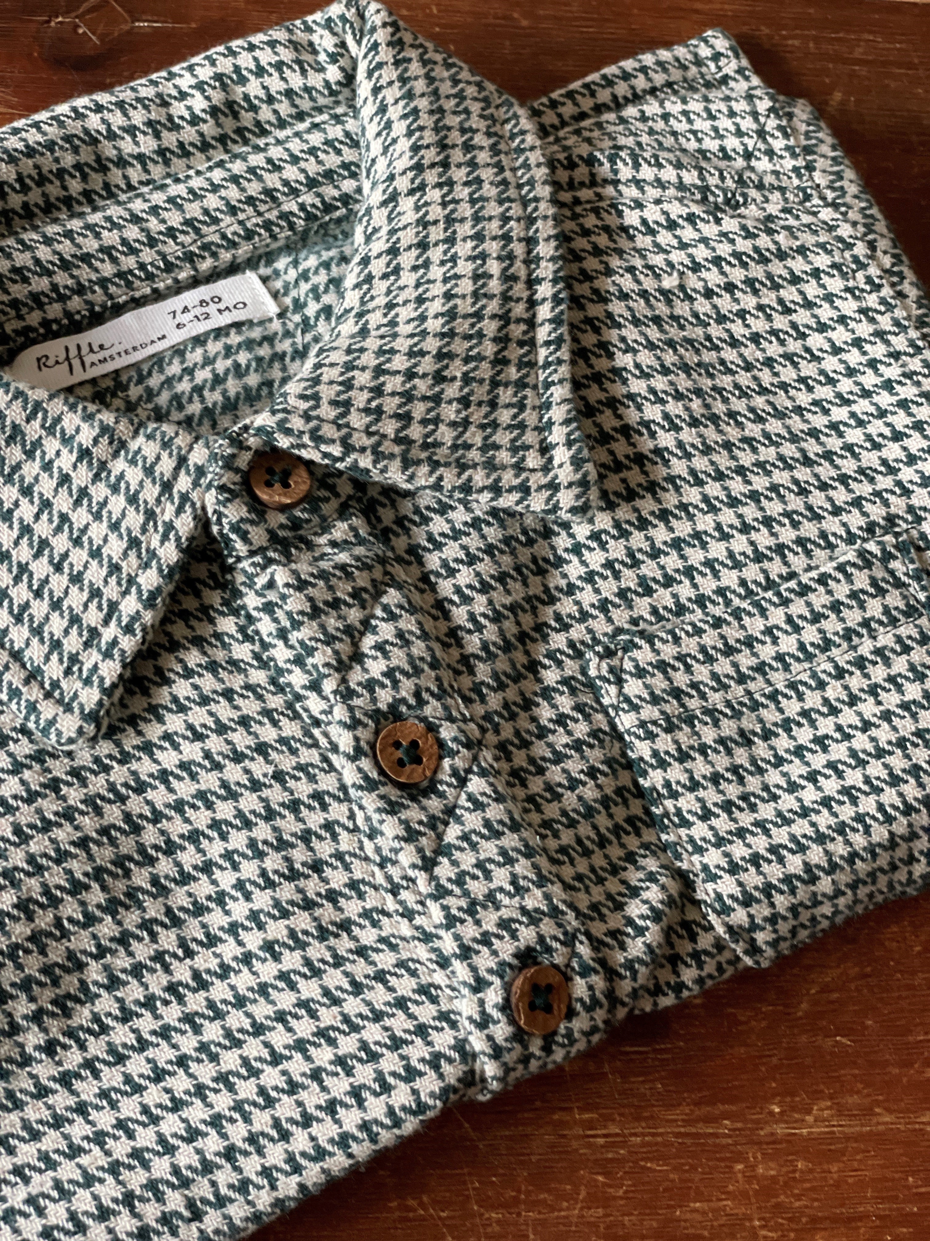 Blouse(Shirt) - woven green square
